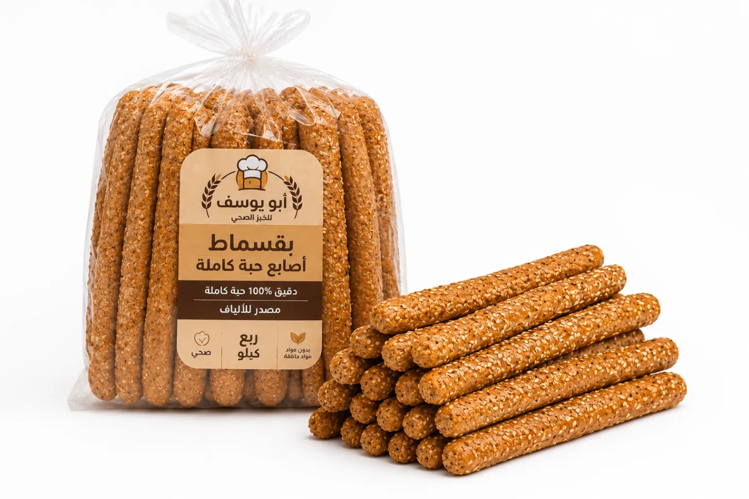 بقسماط أصابع حبة كاملة